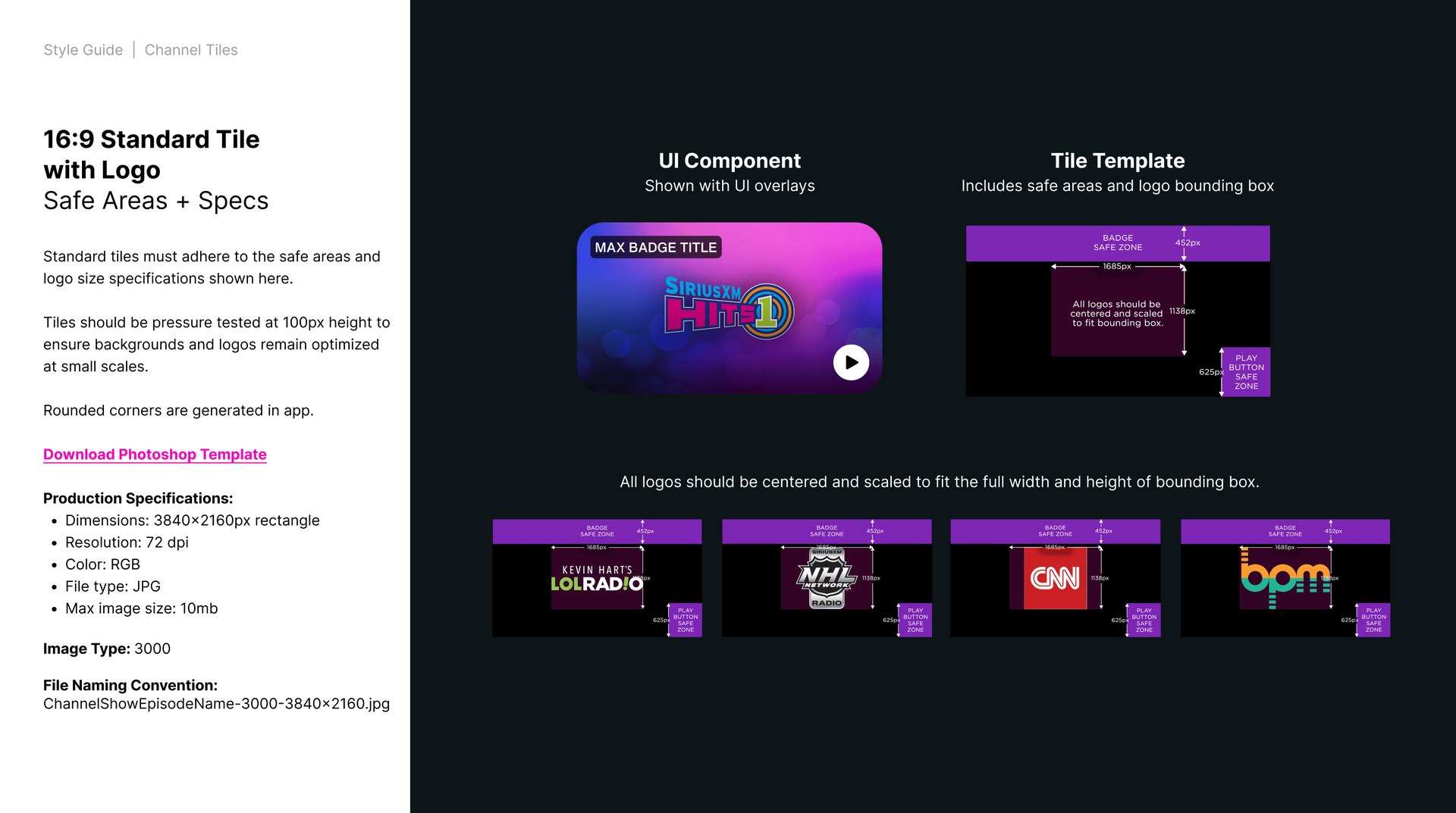 Style guide, channel tiles, page 6