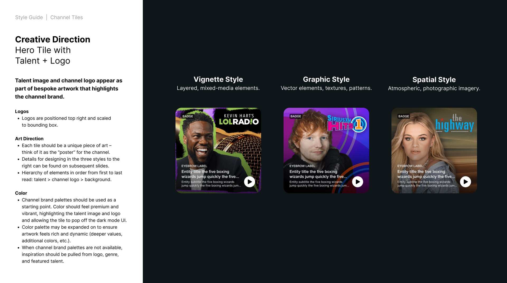 Style guide, channel tiles, page 13