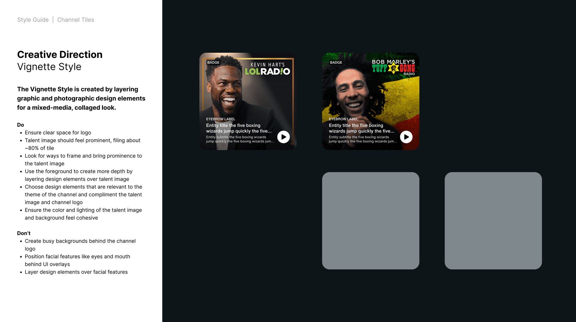 Style guide, channel tiles, page 14