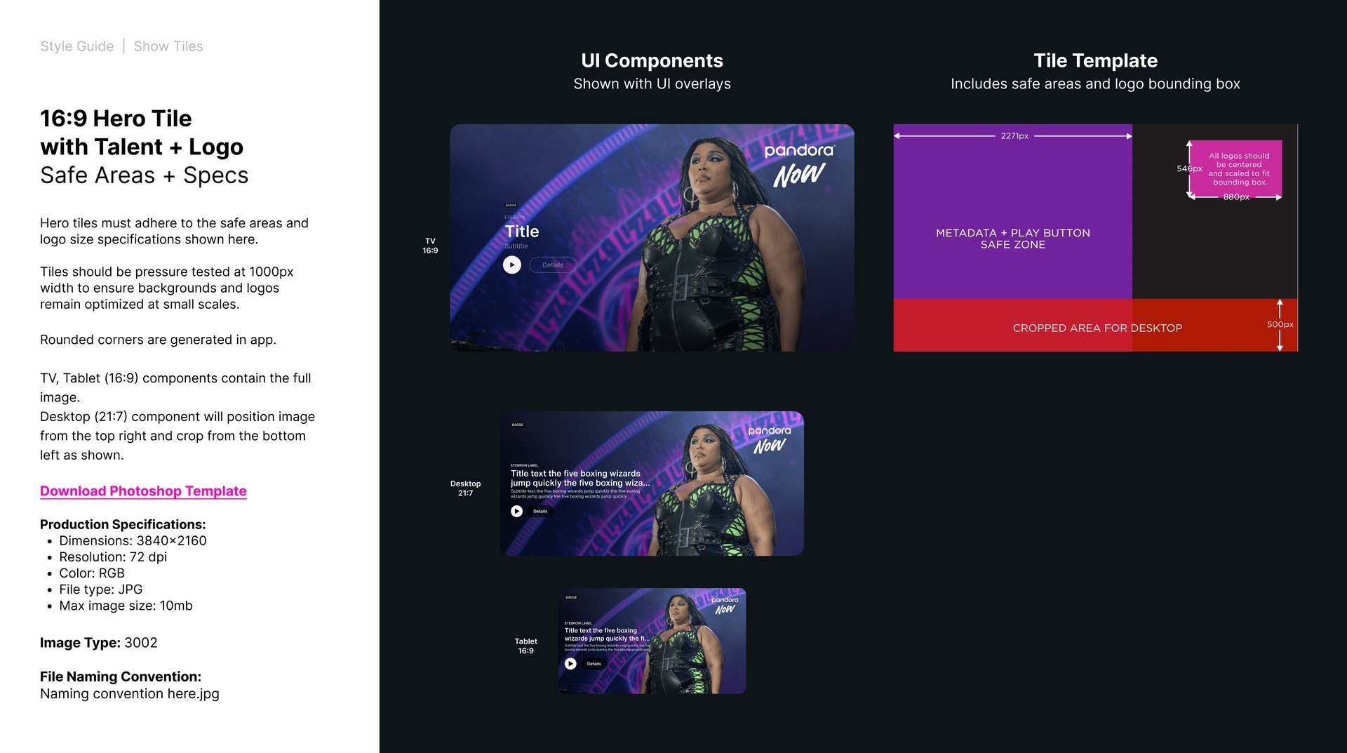 Style guide, AOD show tiles, page 5