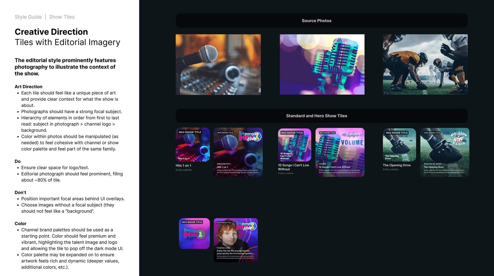 Style guide, AOD show tiles, page 16