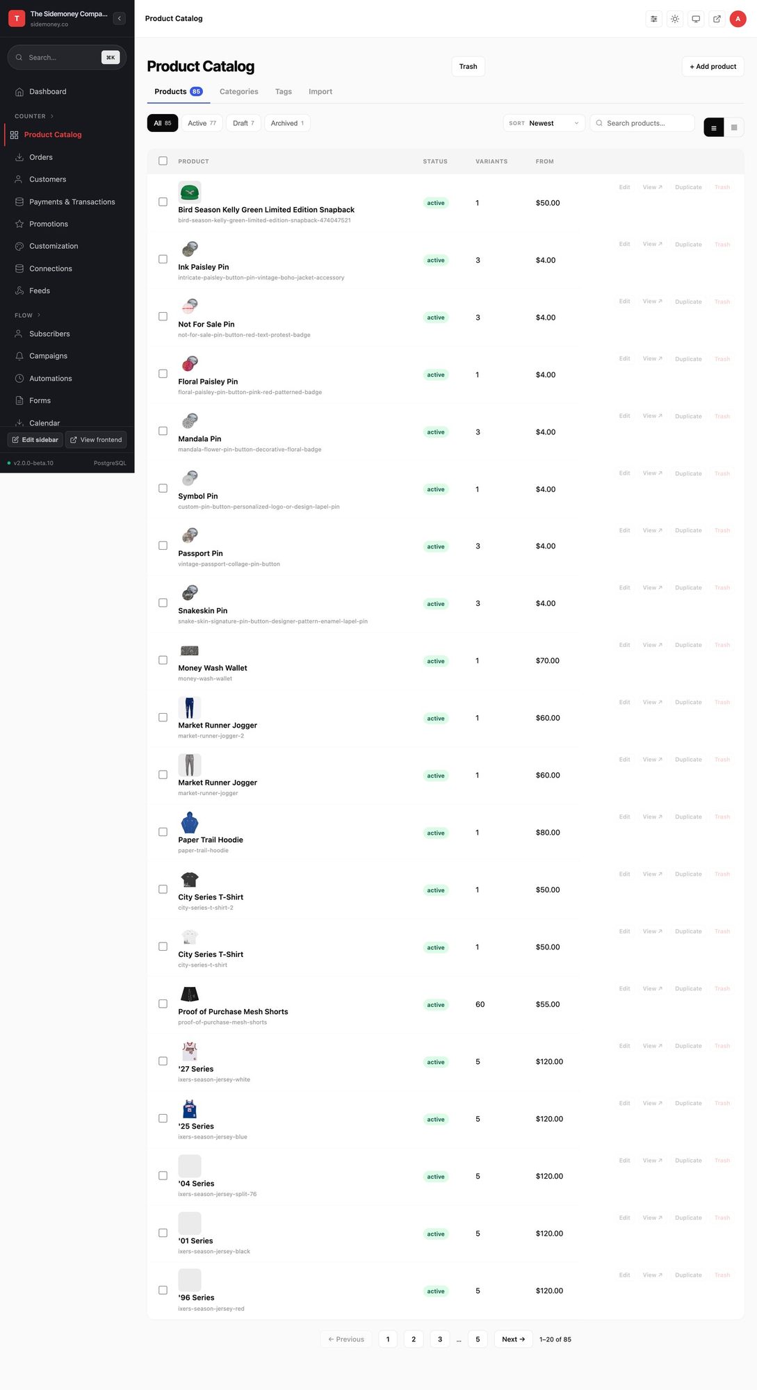 Product catalog