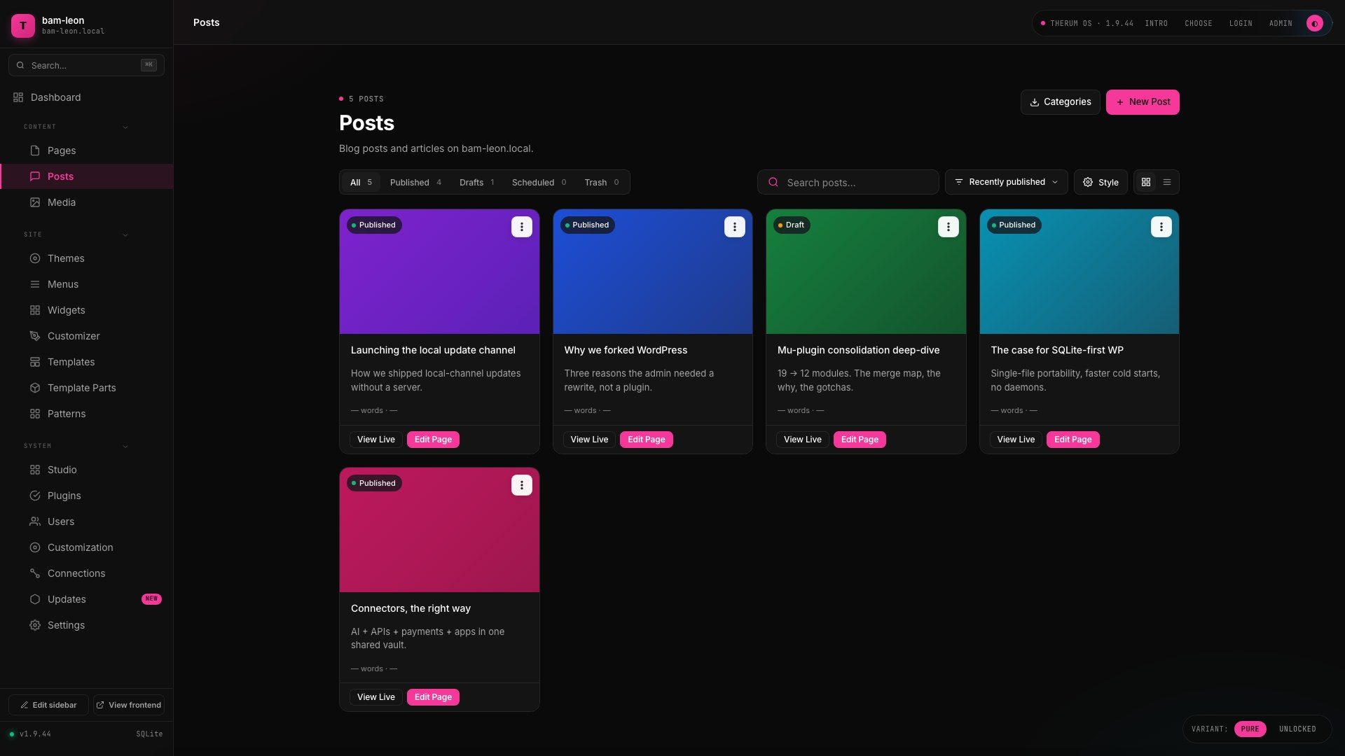 Therum OS Dark, the brand theme