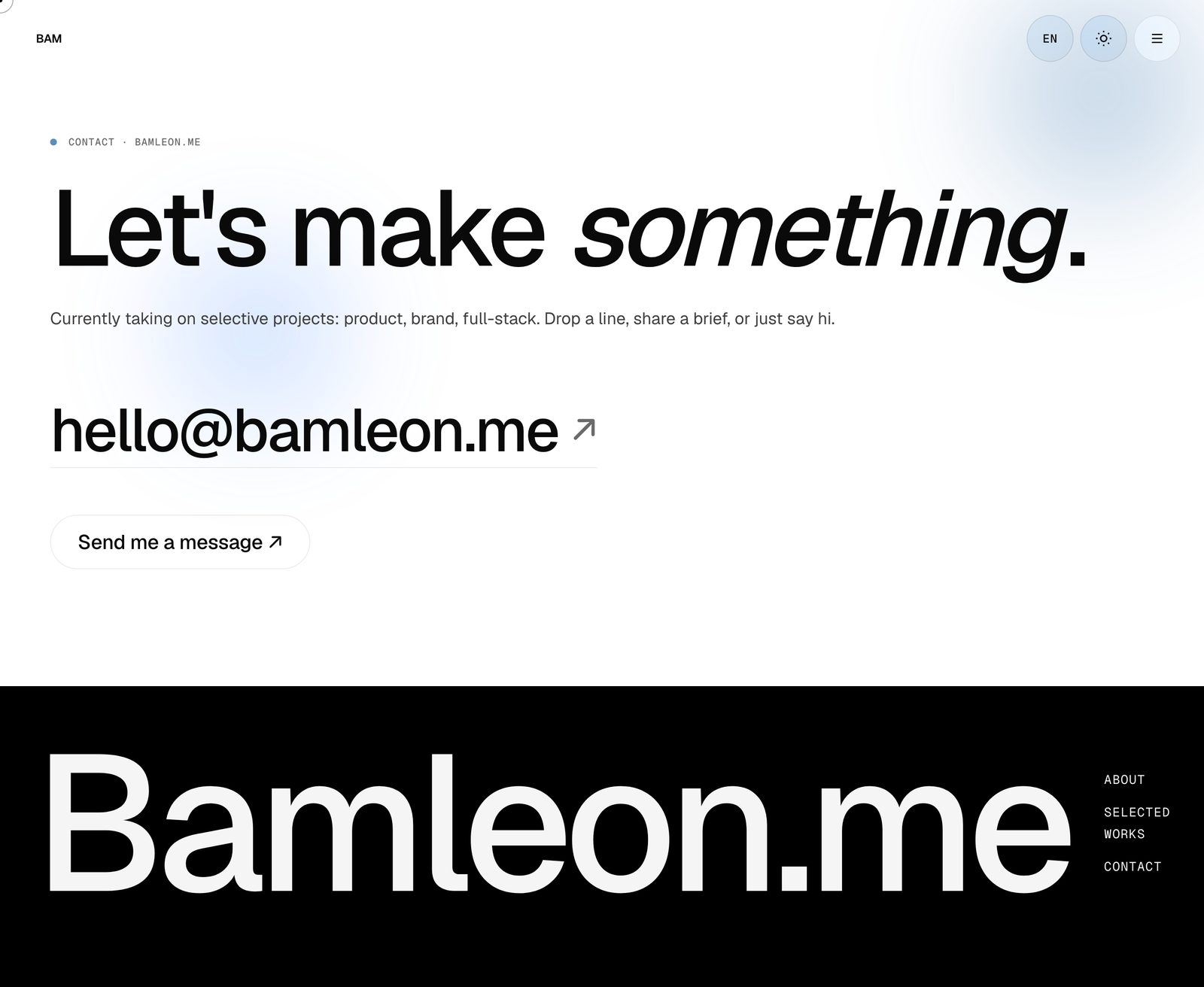 bamleon.me, Contact, Desktop