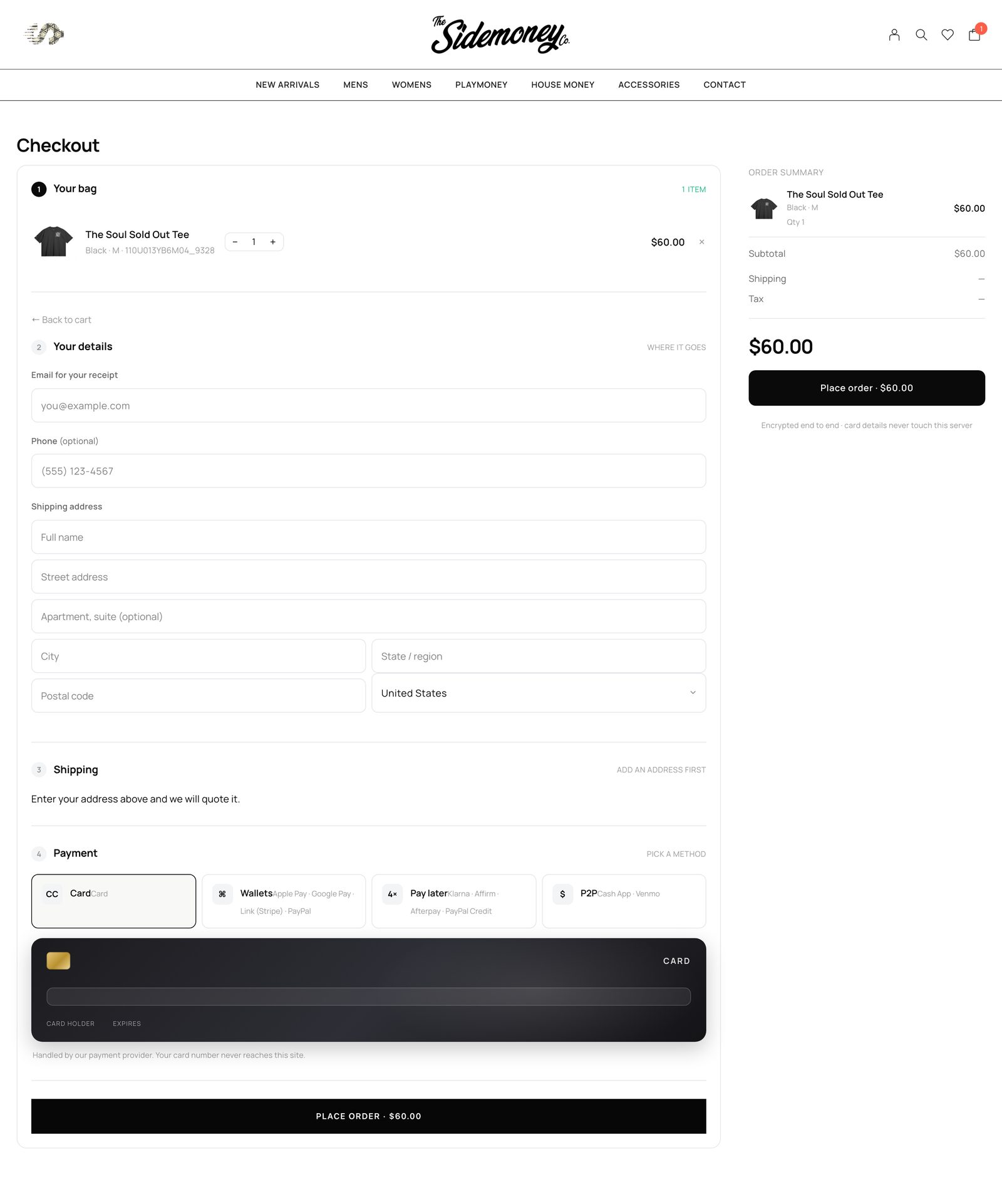 sidemoney.co, Checkout, Desktop