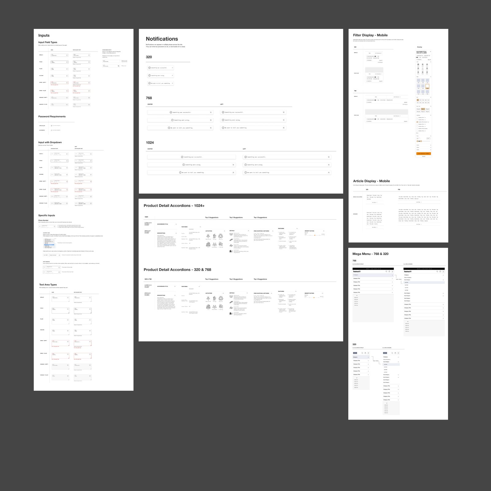 Timberland design system, component sheet 3