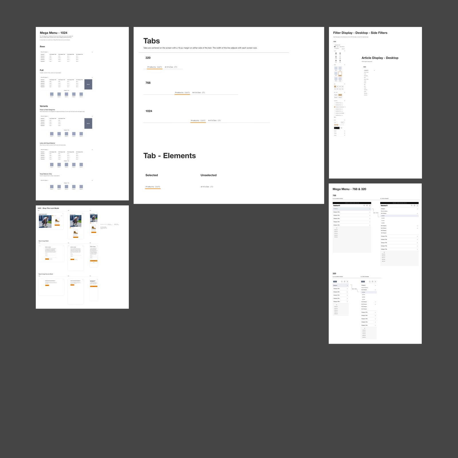Timberland design system, component sheet 4