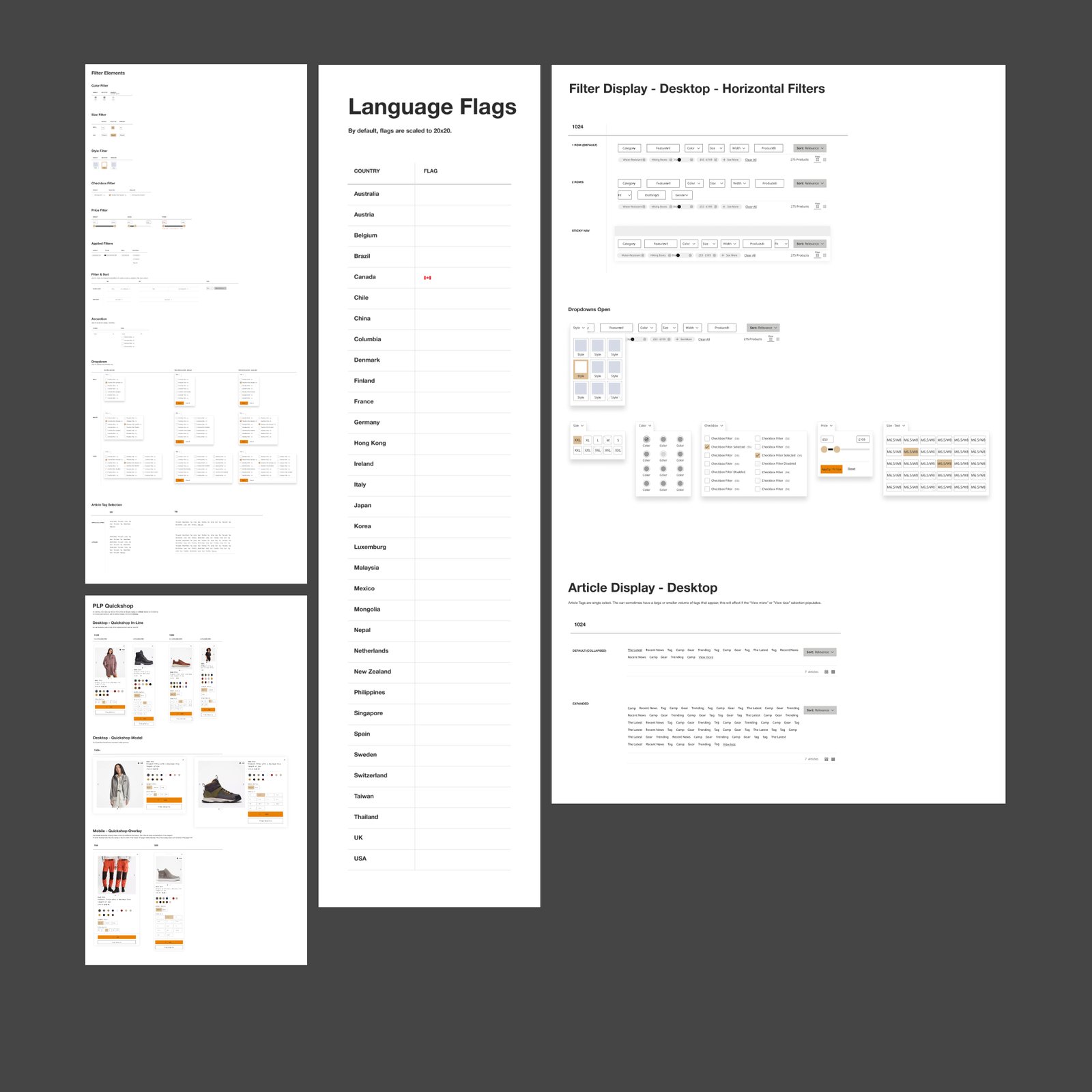 Timberland design system, component sheet 5