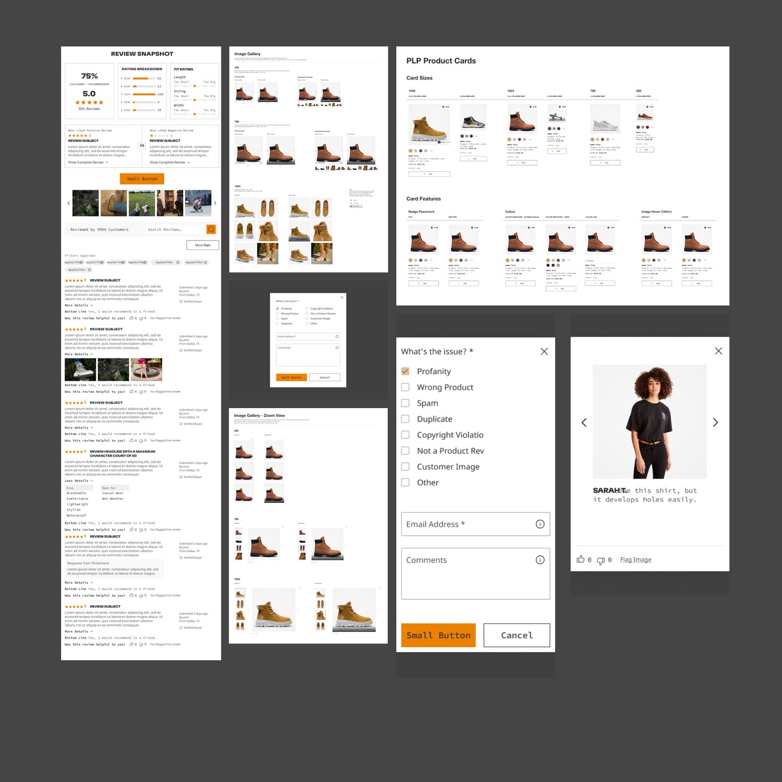Timberland design system, component sheet 6