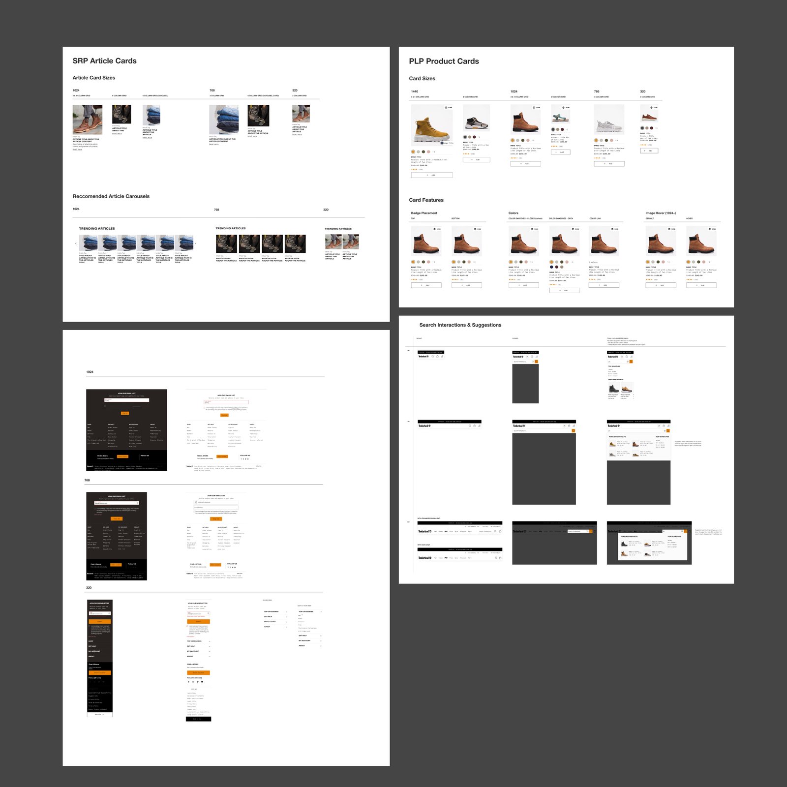 Timberland design system, component sheet 7