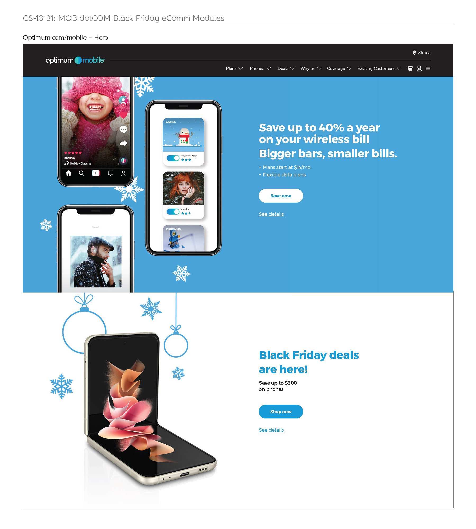 The eComm modules as they stood, page one