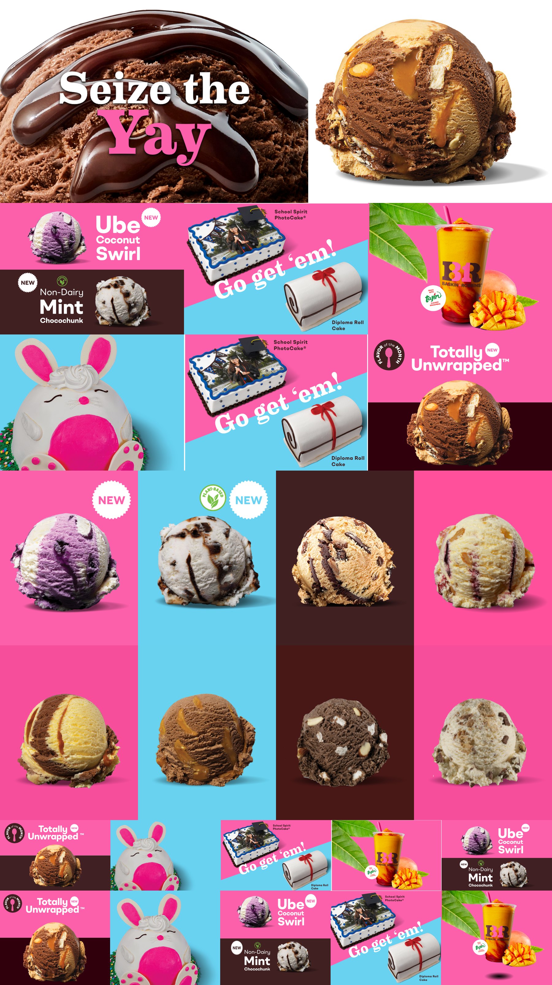 The full set of website modules built from the same scoop and cake art