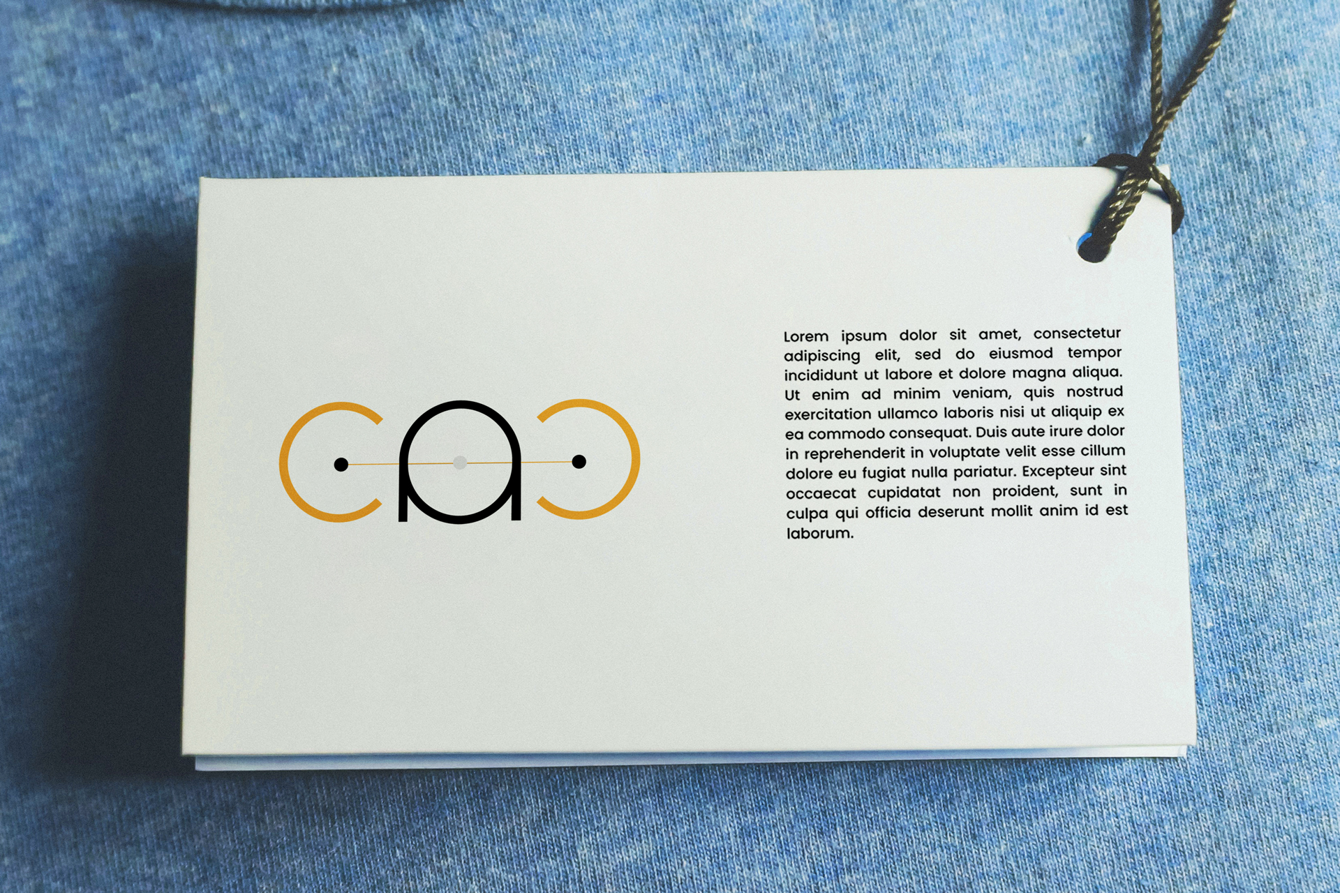 CAC label card on denim