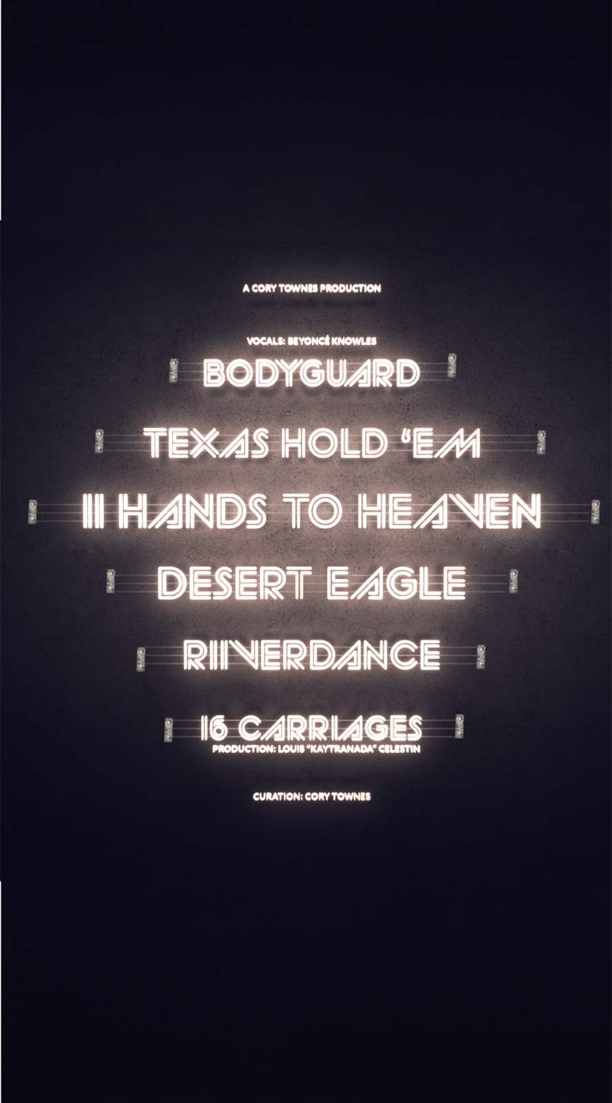 Tracklist card, lit