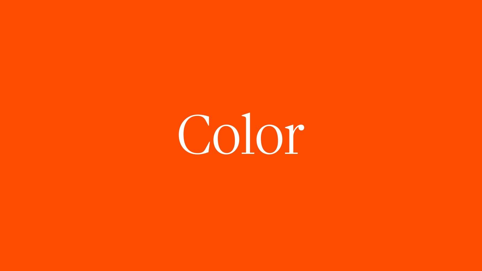 Brand Guidelines page Color: orange, navy and the supporting palette