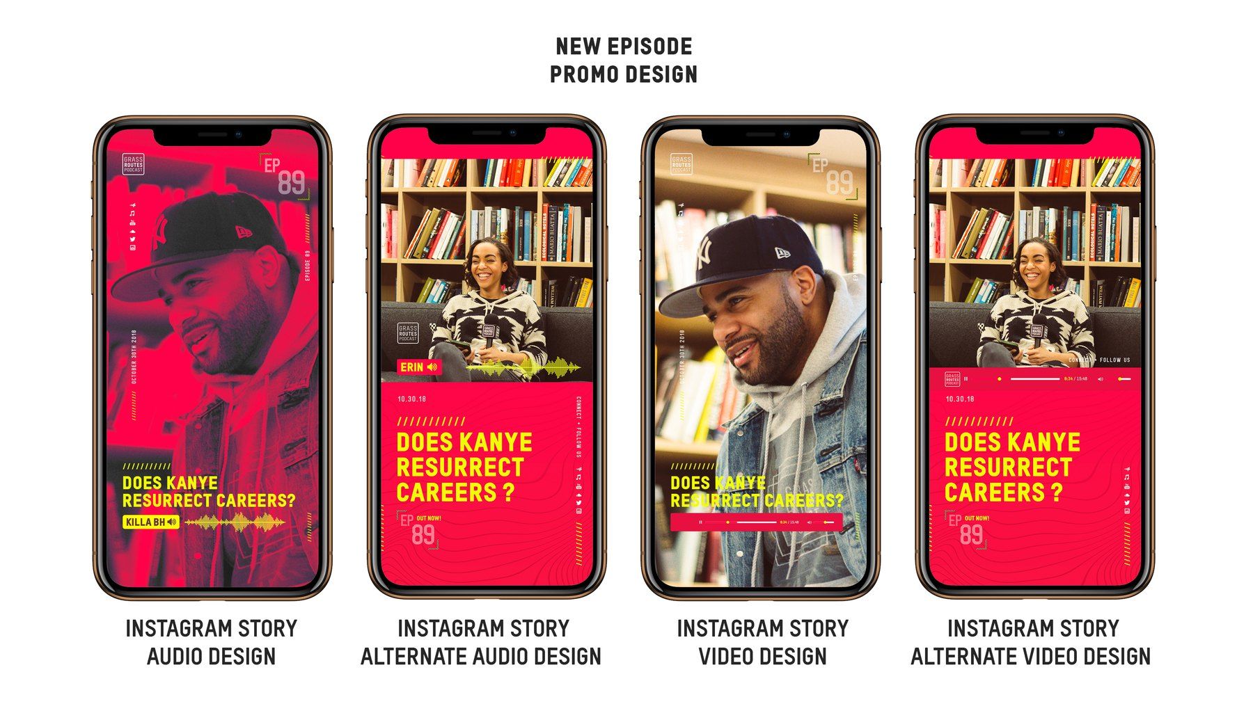 New episode promo design, story audio and video designs