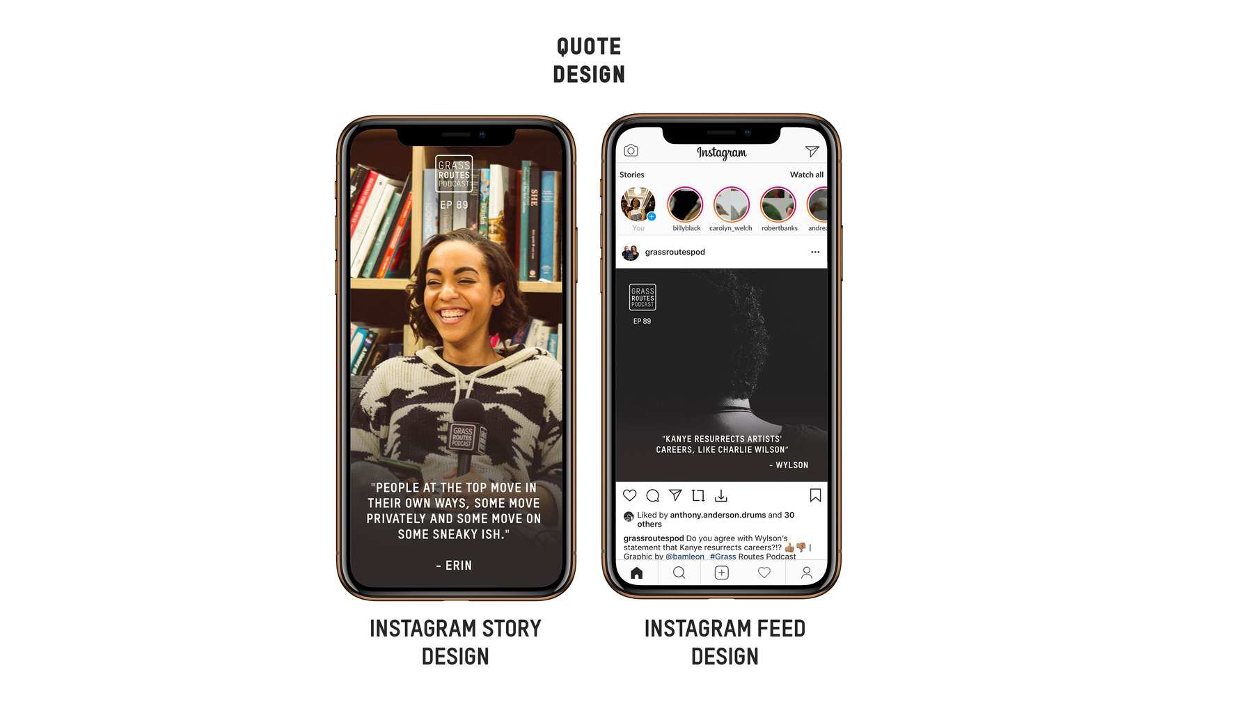 Quote design, story and feed