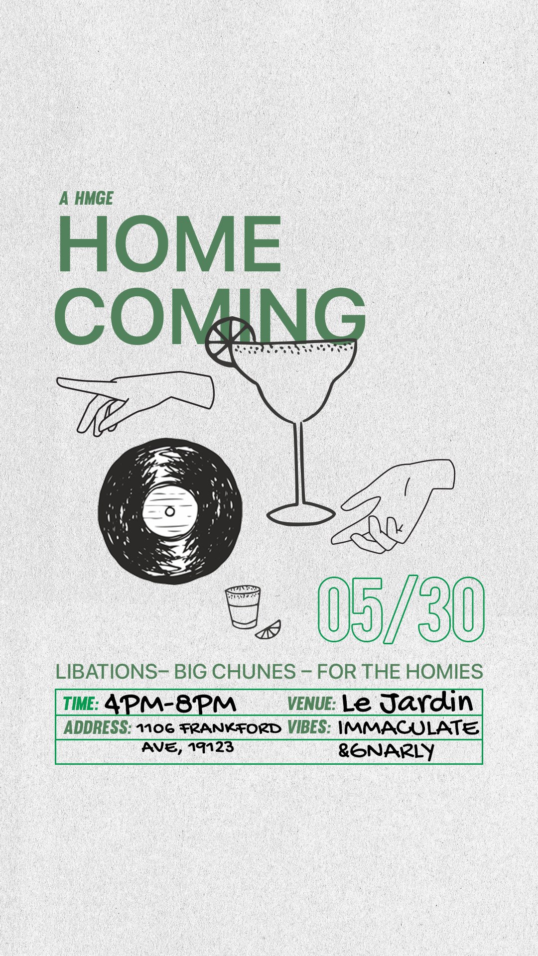 Homecoming flyer, green, story