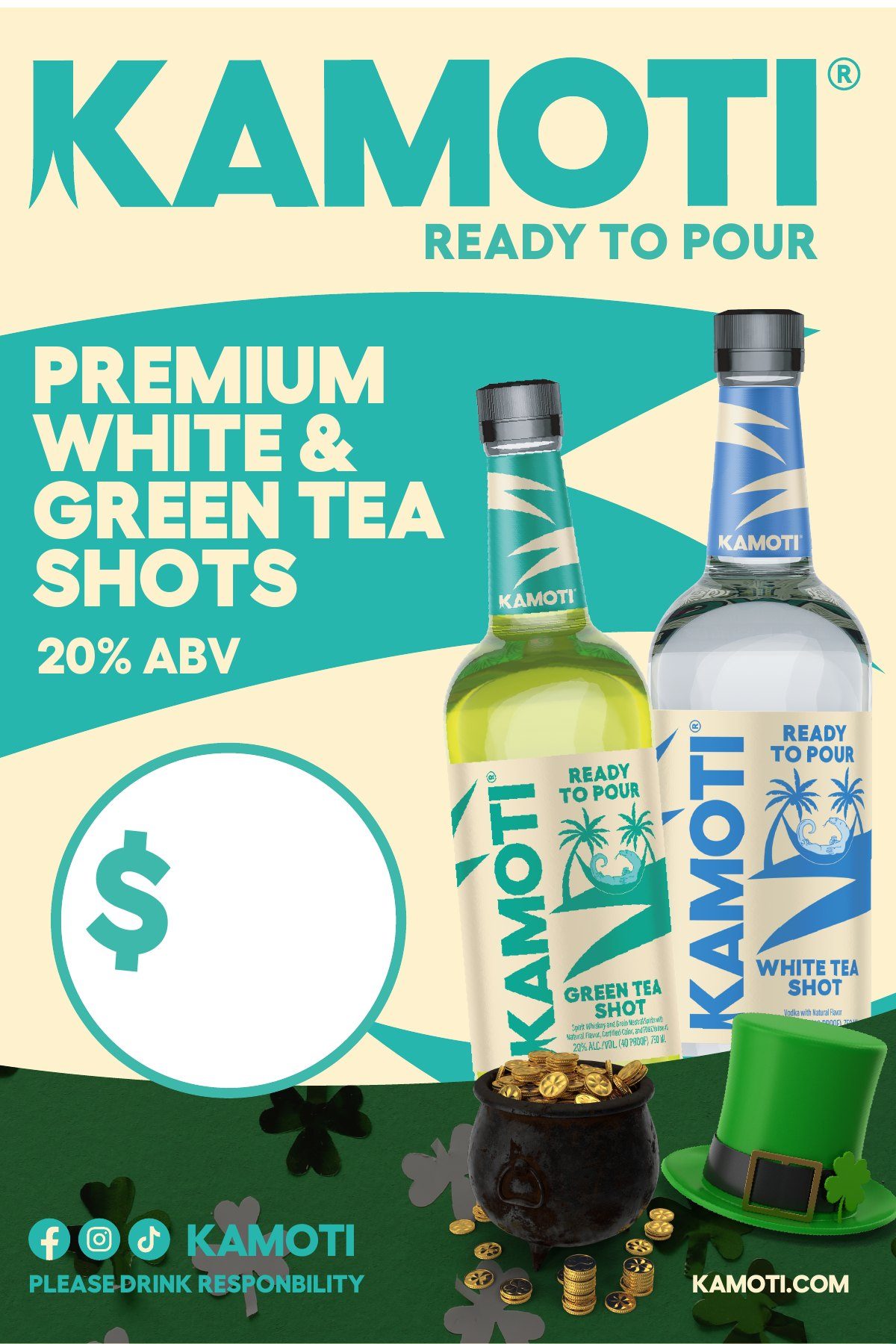 St. Patrick’s Day, poster, green and white tea