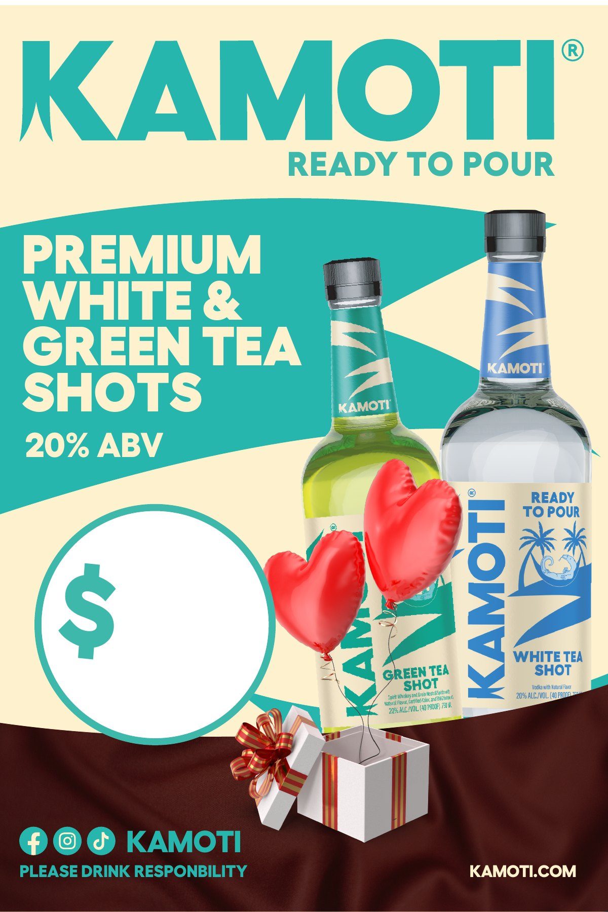 Valentine’s Day, poster, green and white tea
