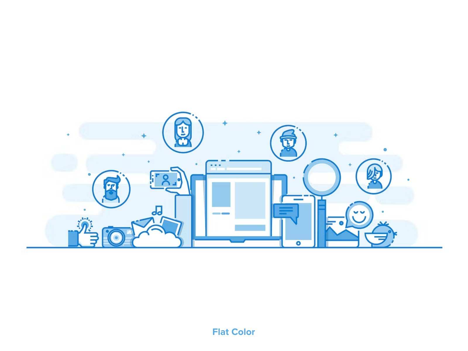 Iconography direction: flat colour