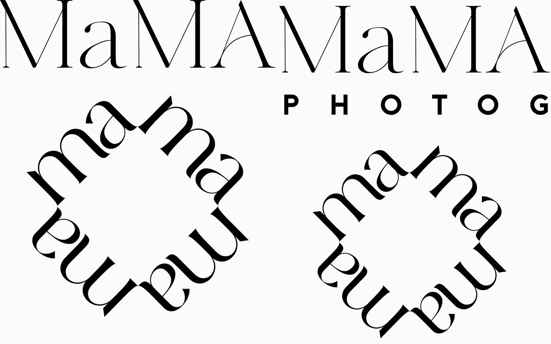 The four final marks: wordmark, lockup, pattern mark and pattern lockup