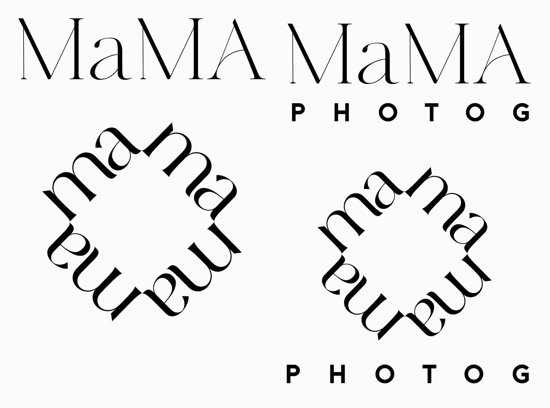 Mama Photog wordmarks and the rotated ma pattern marks