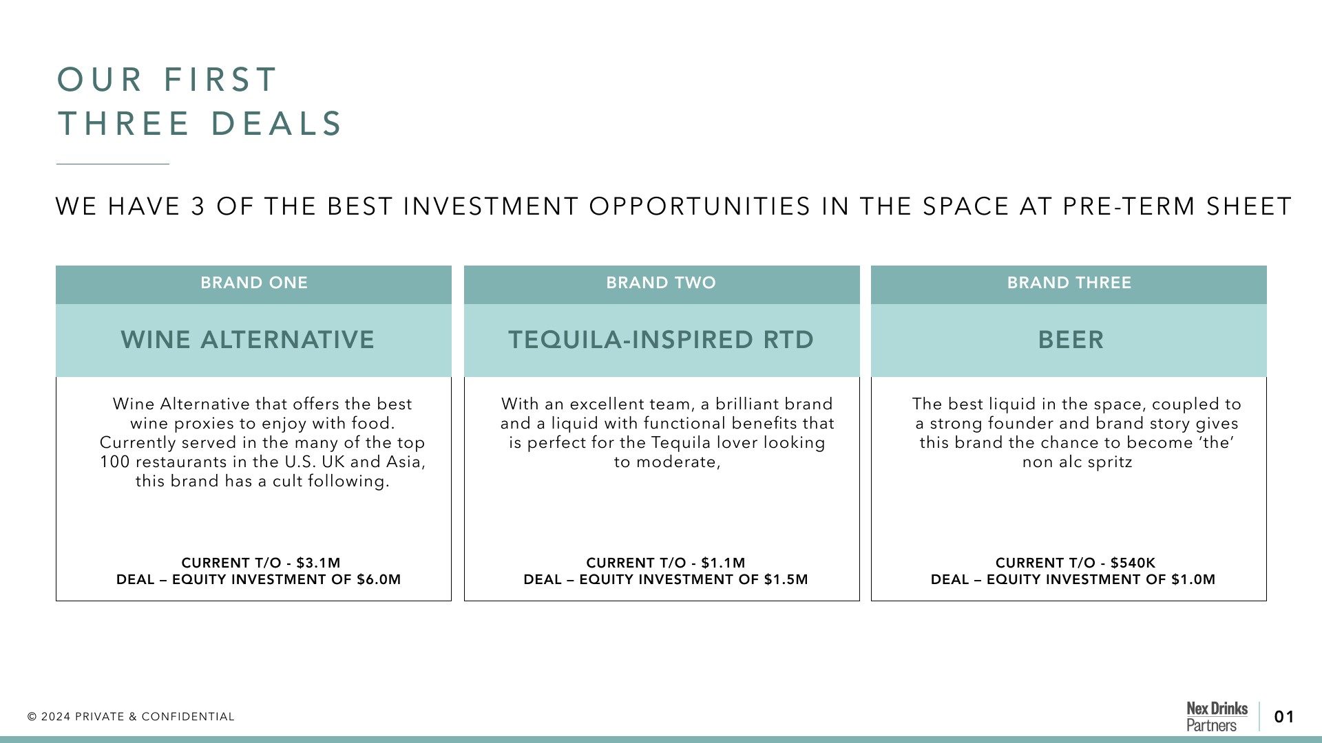 Our first three deals