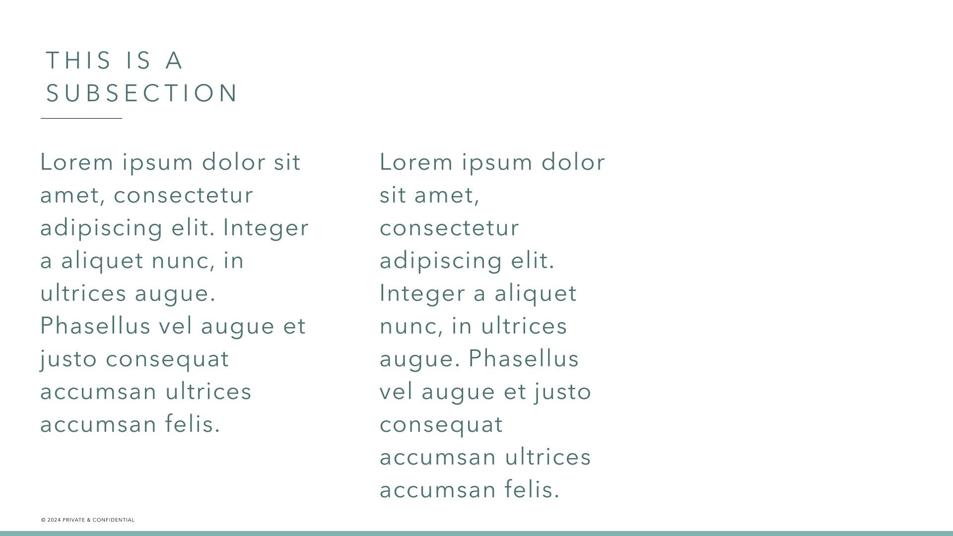 Subsection, two columns
