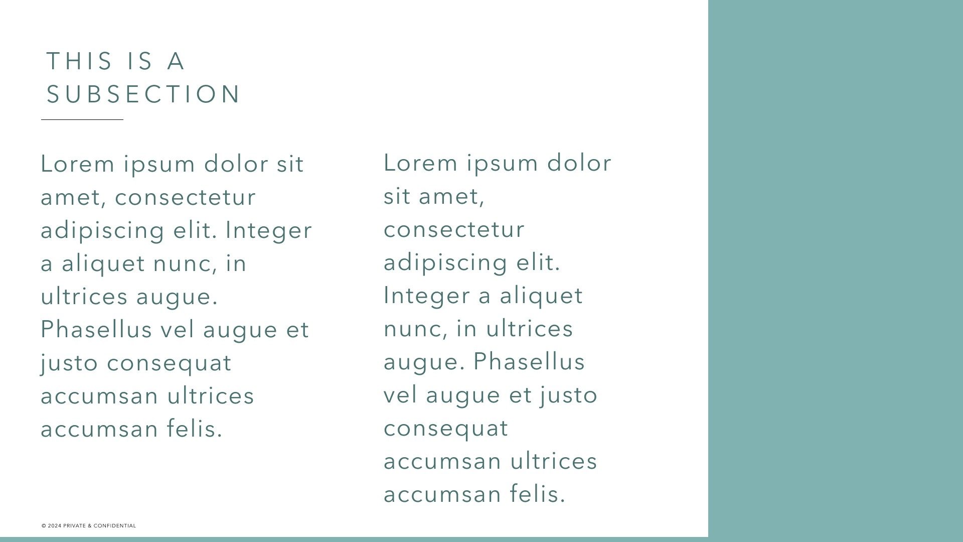 Subsection with a panel