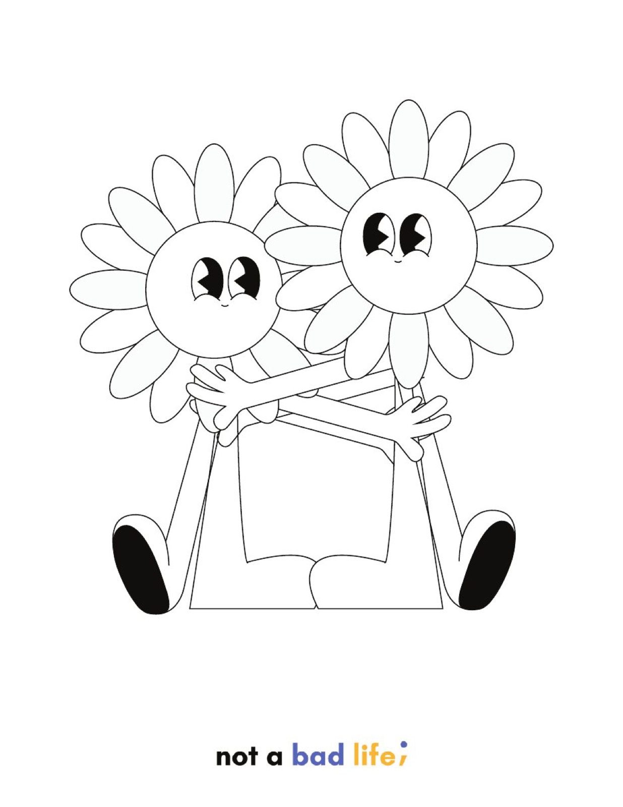 The hugging daisies alone, filling the page