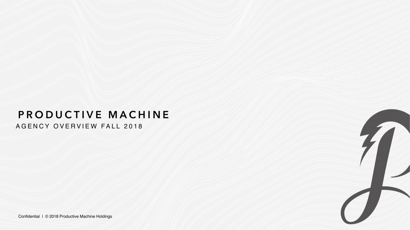 Productive Machine agency overview, slide 1 of 38: cover