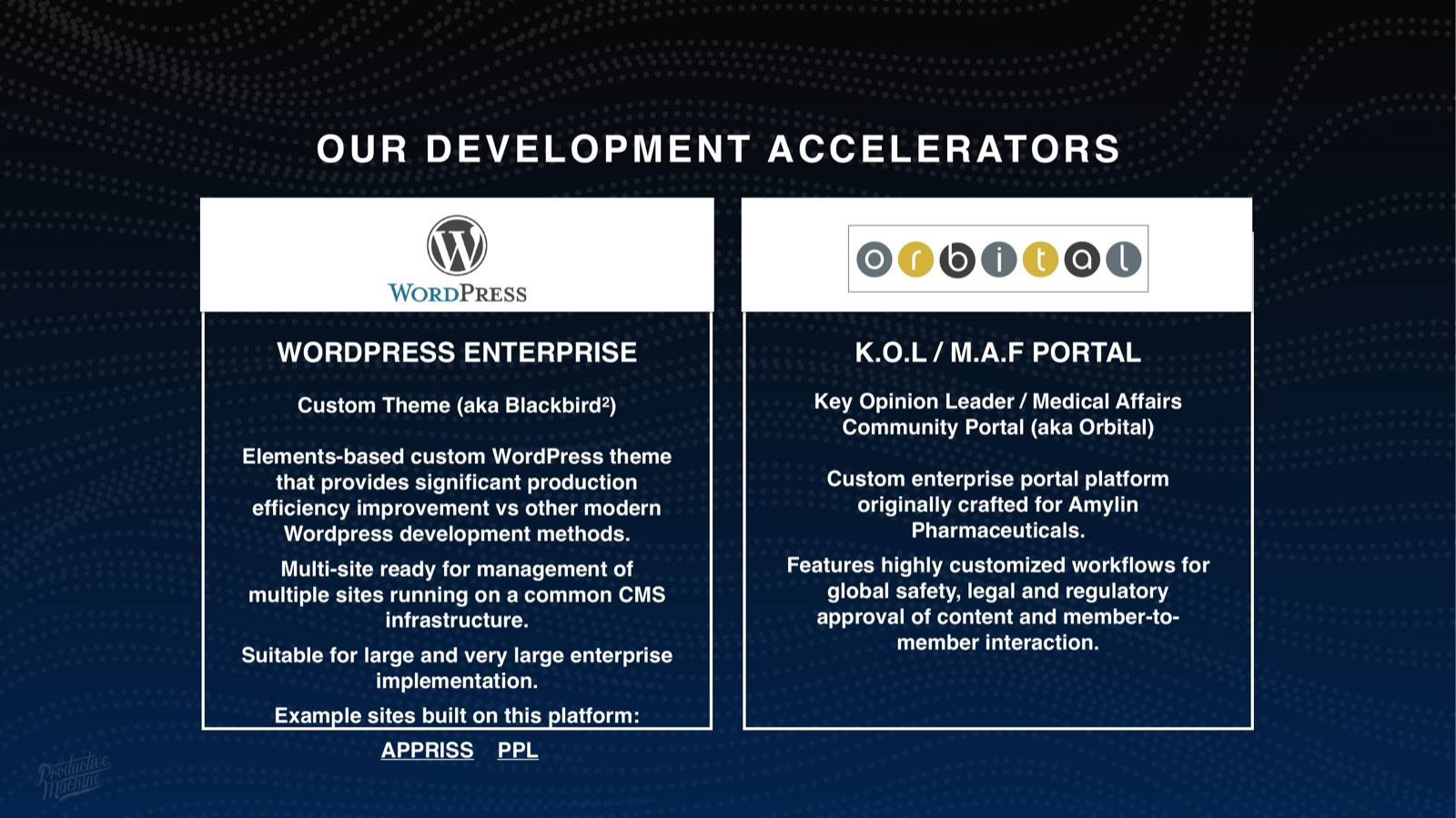 Productive Machine agency overview, slide 16 of 38