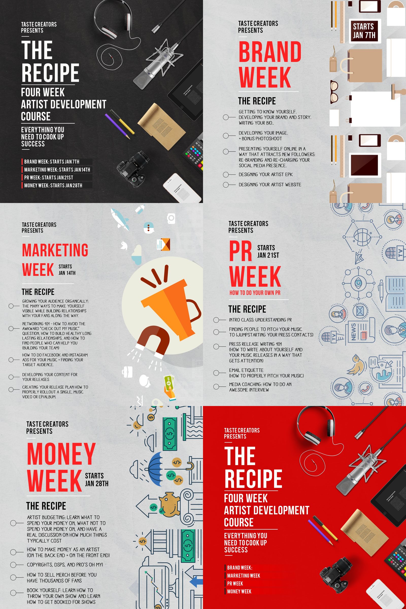 The Recipe, the four week course cards