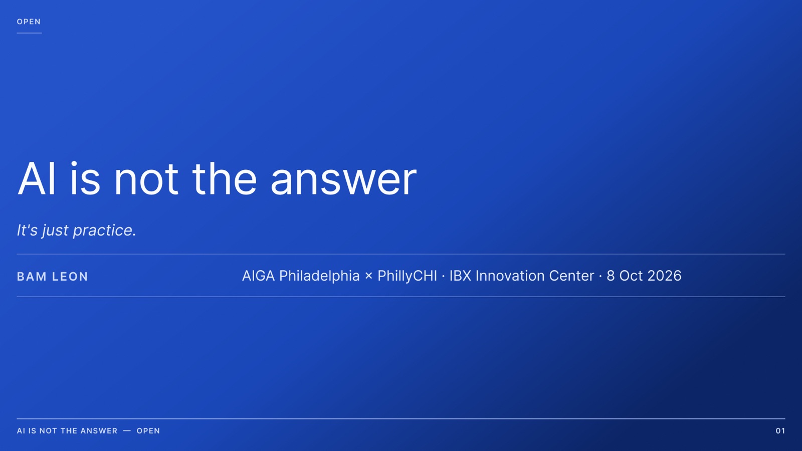AI Is Not the Answer, slide 1