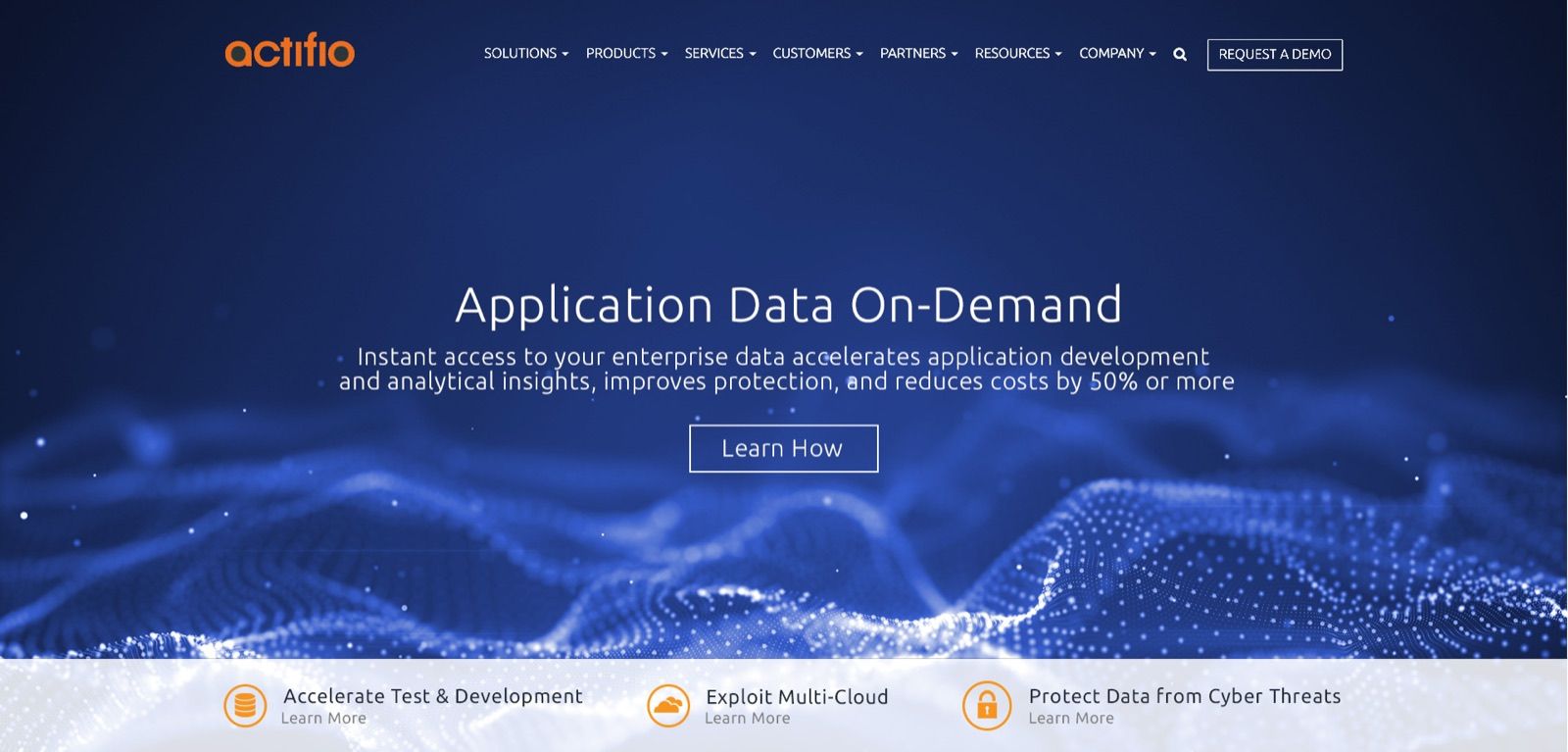 Homepage header exploration, round 4: blue particle wave