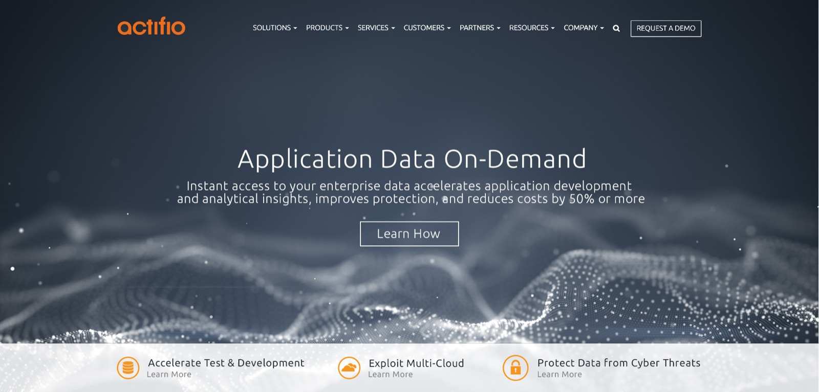Homepage header exploration, round 4: grey particle wave