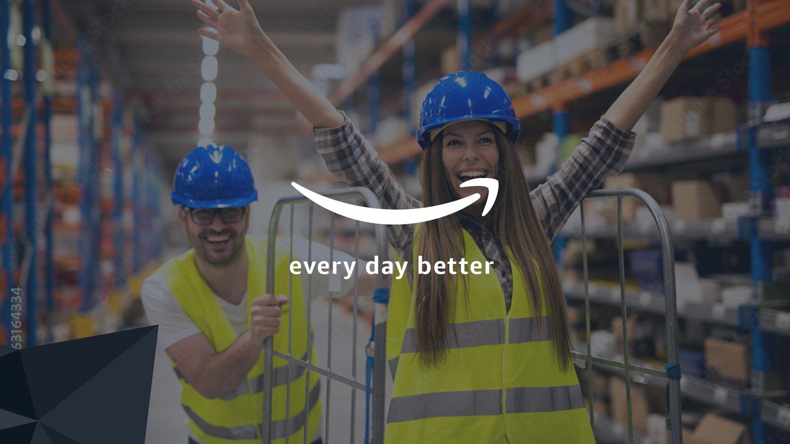 Every day better end card, over warehouse footage