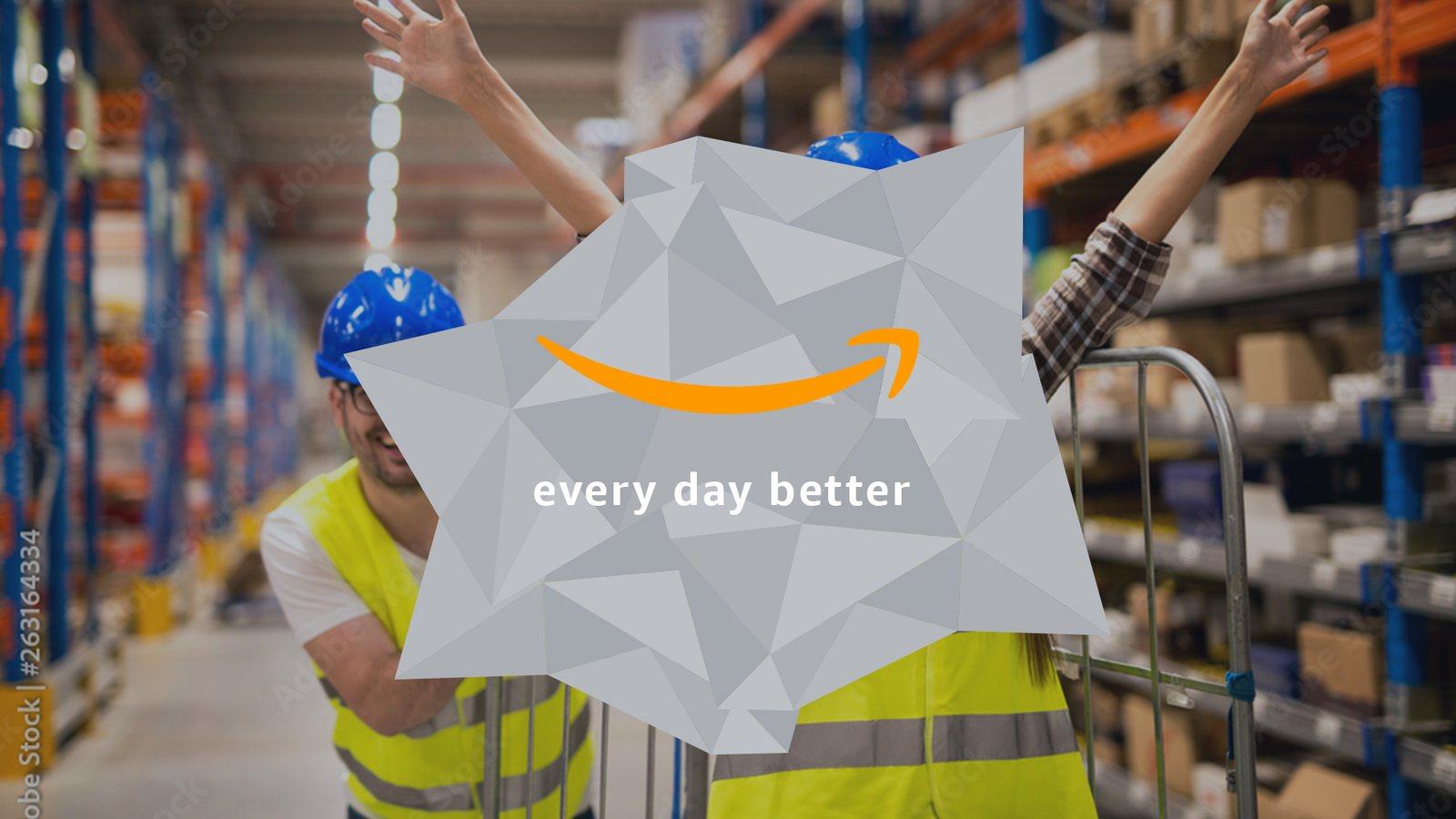 Every day better end card, light shapes over warehouse footage