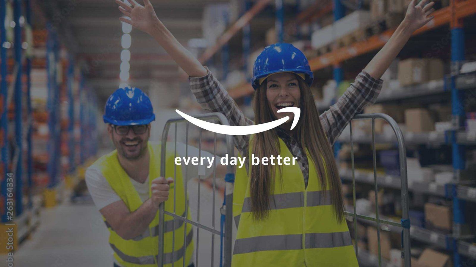 Every day better end card, over warehouse footage