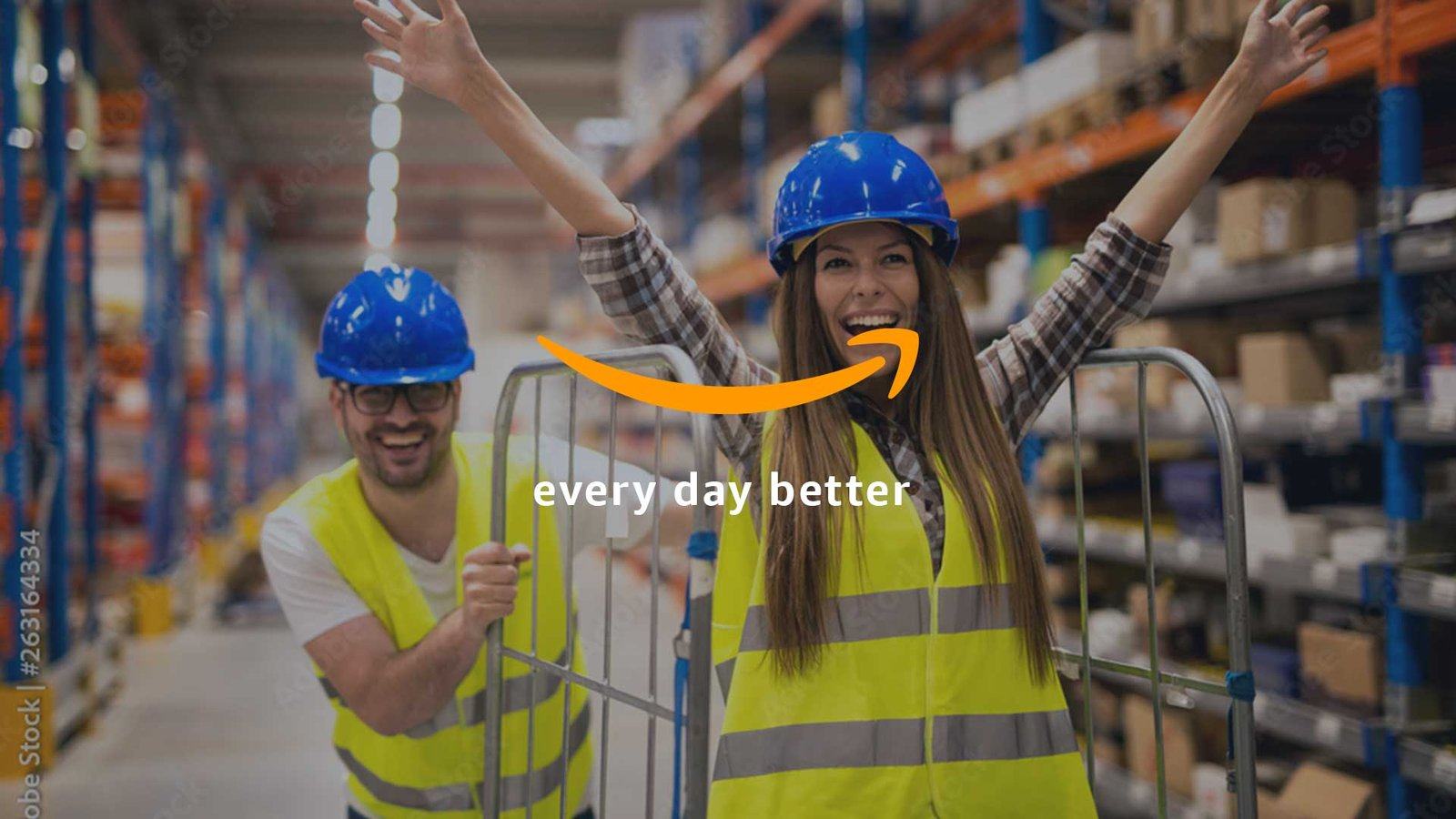 Every day better end card, over warehouse footage