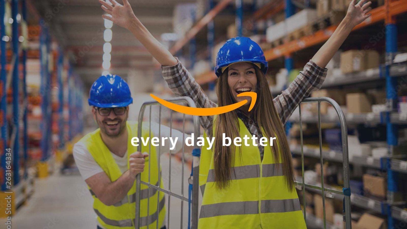 Every day better end card, over warehouse footage