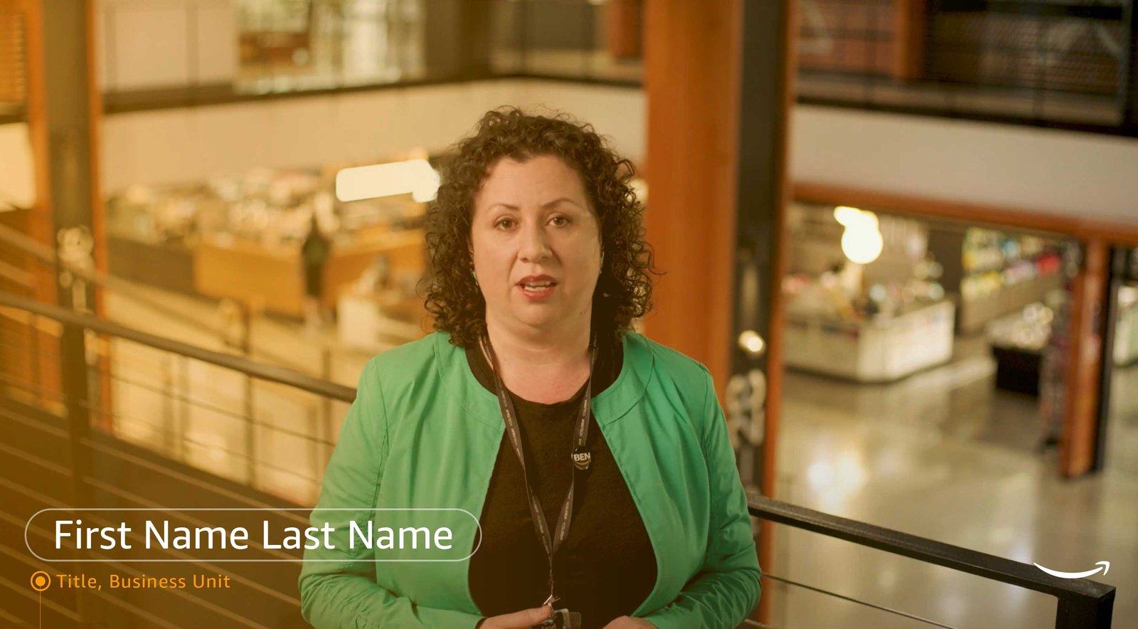Lower third option 7, name and title over interview footage