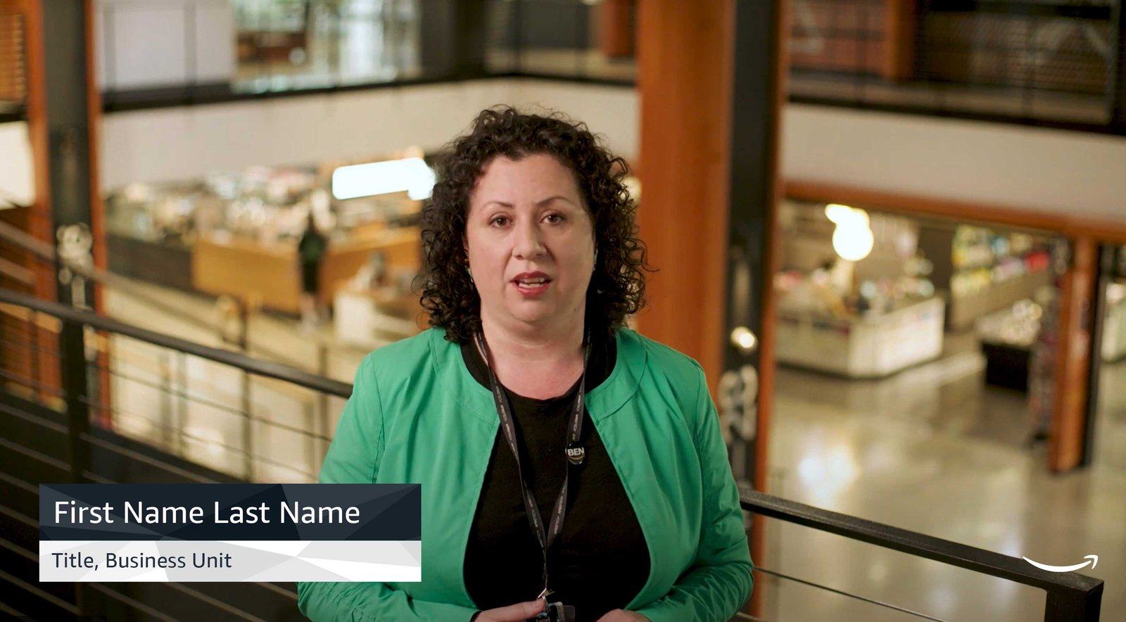 Lower third option 8, name and title over interview footage