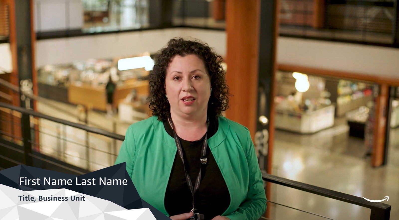 Lower third option 9, name and title over interview footage