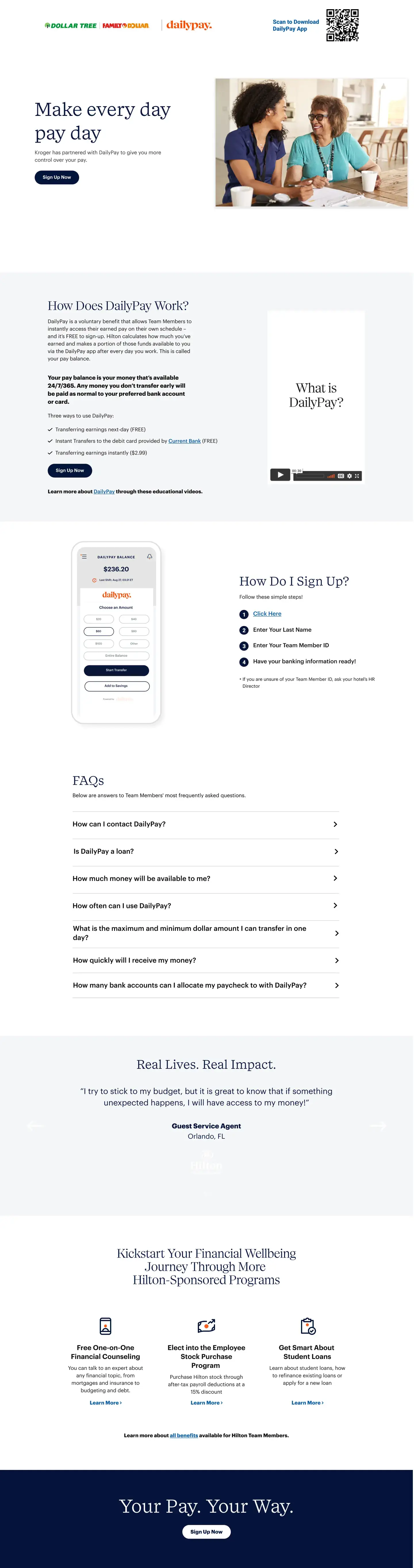 DaVita, redesign two, full length: the same layout with a navy button