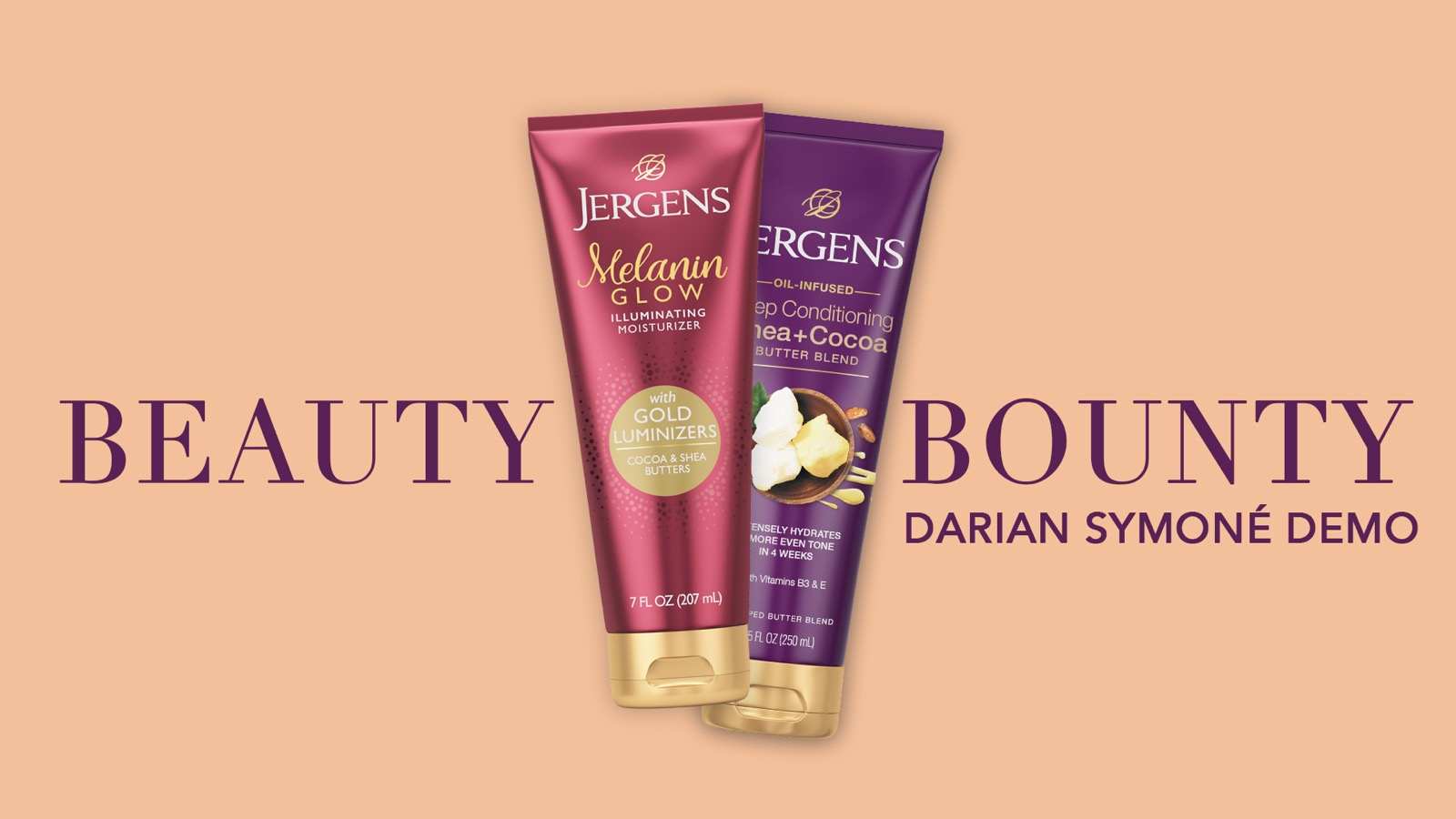 Beauty Bounty title card, Darian Symoné demo, peach