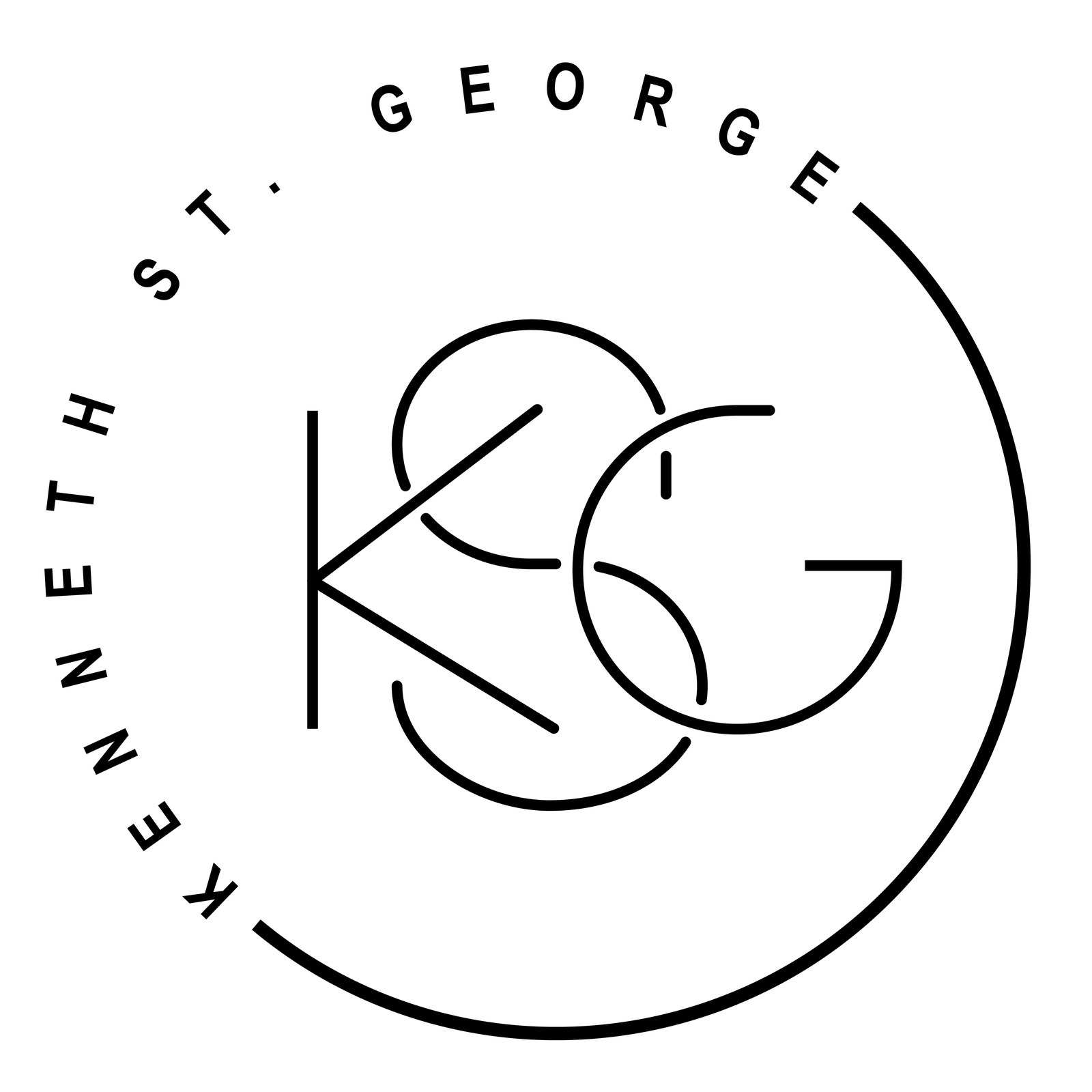 The Kenneth St. George mark: KSG initials inside a ring carrying the name